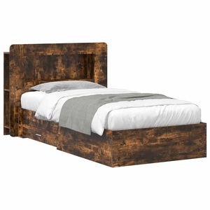 vidaXL Bettgestell mit Stauraum Ger&auml;ucherte Eiche 75 x 190 cm