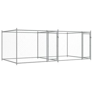 vidaXL Hundezwinger mit T&uuml;ren Grau 4x2x1,5 m Verzinkter Stahl