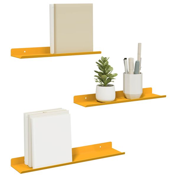 vidaXL Schwebendes Regal 3 pcs Senfgelb 40 x 9 x 2,5 cm Stahl