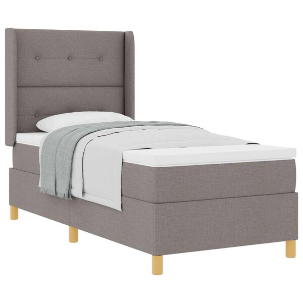 vidaXL Boxspringbett mit Matratze mit Kopfteil Taupe 90 x 200 cm Stoff