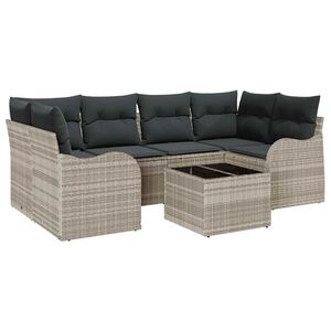 vidaXL Gartensofa-set Hellgrau 55 x 55 x 37 cm Poly-Rattan