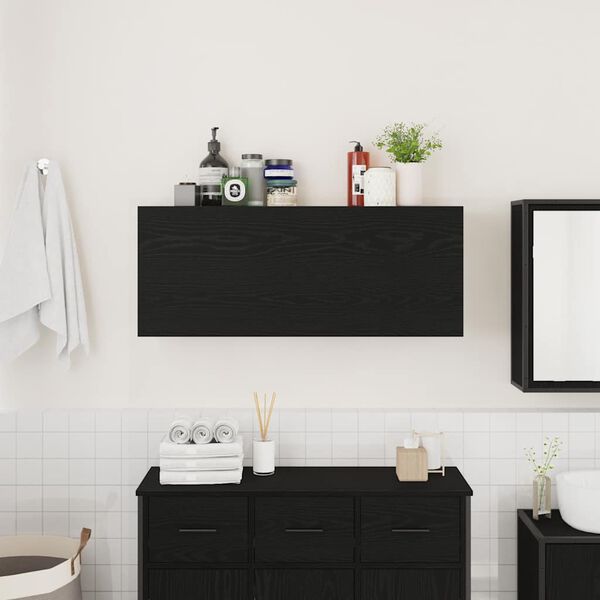 vidaXL Bad-Wandschrank Schwarz 100x25x40 cm Holzwerkstoff