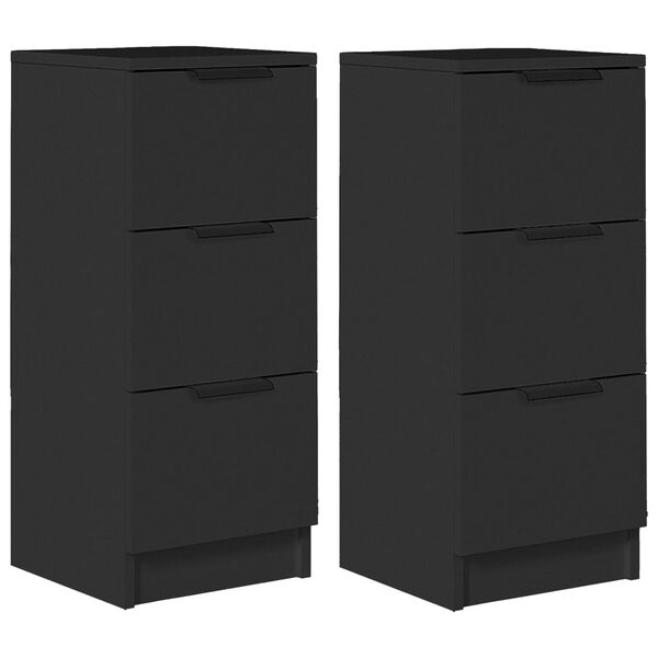 vidaXL Sideboards 2 Stk. Schwarz 30x30x70 cm Holzwerkstoff