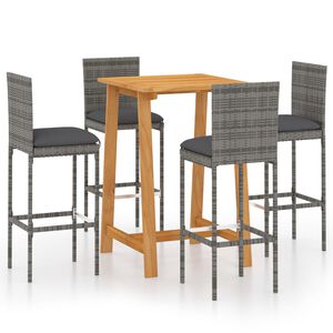 vidaXL 5-tlg. Gartenbar-Set mit Kissen Grau