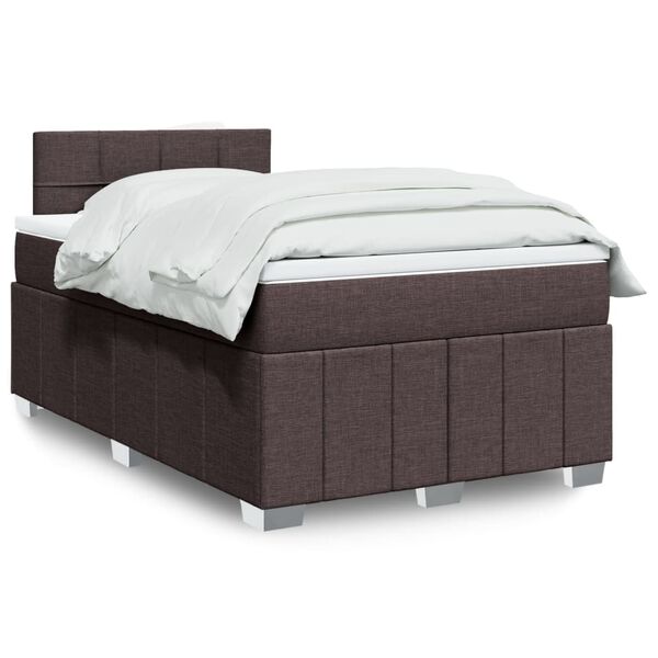 vidaXL Boxspringbett mit Matratze Dunkelbraun 120x200 cm Stoff