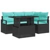 vidaXL Gartensofa-set 5 stk. 4-Sitzanzahl Schwarz und Blau Poly-Rattan
