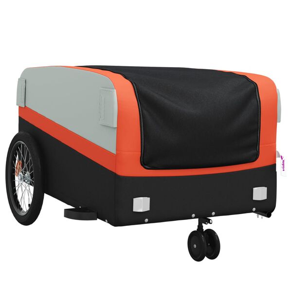 vidaXL Fahrradanhänger Schwarz und Orange 45 kg Eisen