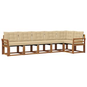 vidaXL Outdoor-Sofagarnitur mit Kissen 6 pcs Natur und Beige