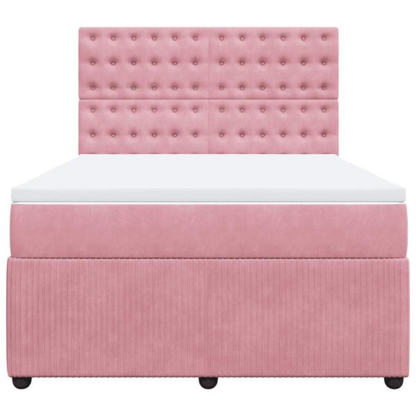 vidaXL Boxspringbett mit Matratze Rosa 140x200 cm Samt