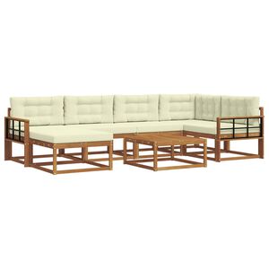 vidaXL Outdoor-Sofagarnitur mit Kissen 7 pcs Natur und Creme