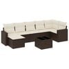vidaXL 8-tlg. Garten-Sofagarnitur mit Kissen Braun Poly Rattan