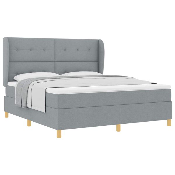 vidaXL Boxspringbett mit Matratze Dunkelgrau 90x190 cm Hellgrau Stoff