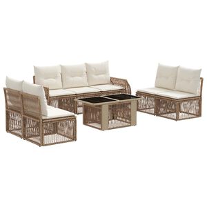 vidaXL Gartensofa-set 8 stk. Beige und Cremewei&szlig; Poly-Rattan