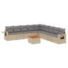 vidaXL 10-tlg. Garten-Sofagarnitur mit Kissen Beige Poly Rattan