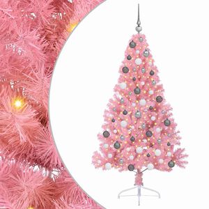 vidaXL K&uuml;nstlicher vorbeleuchteter Weihnachtsbaum Rosa 180 cm PVC