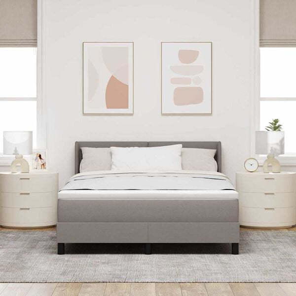 vidaXL Boxspringbett mit Matratze Taupe 190 x 140 cm Polyester