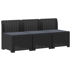 vidaXL 3-Sitzer Garten Sofa mit Kissen Rattan-Look PP Anthrazit