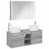 vidaXL Badezimmerm&ouml;bel-Set 4 pcs Grau Sonoma Ingenieurholz und Glas
