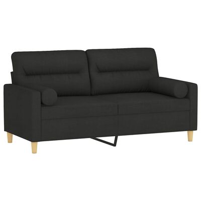 vidaXL 2-Sitzer-Sofa mit Kissen Schwarz 140 cm Stoff