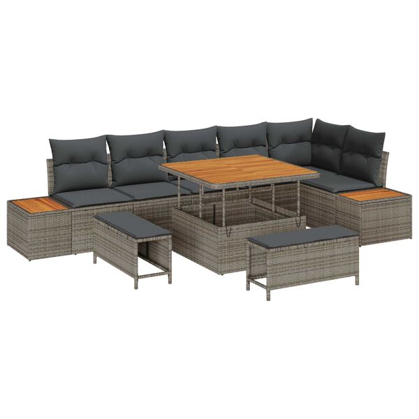 vidaXL Gartensofa-set 9 pcs Grau Poly-Rattan