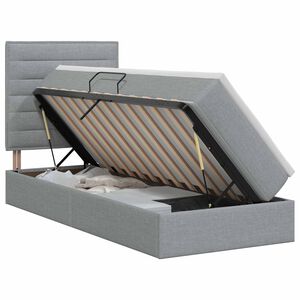 vidaXL Aufbewahrungsbett mit Matratze Hellgrau 90 x 190 cm Stoff
