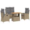 vidaXL 4-tlg. Garten-Essgruppe mit Kissen Beige Poly Rattan