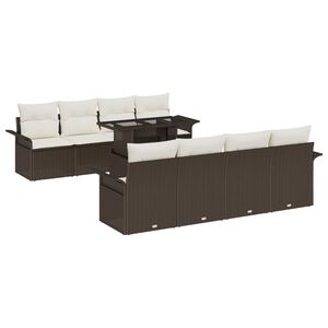 vidaXL Garten-Sofa-Set mit Kissen mit Speicher 9 pcs Braun Poly Rattan