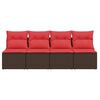 vidaXL Gartensofa mit Kissen 4-Sitzer Braun Poly Rattan
