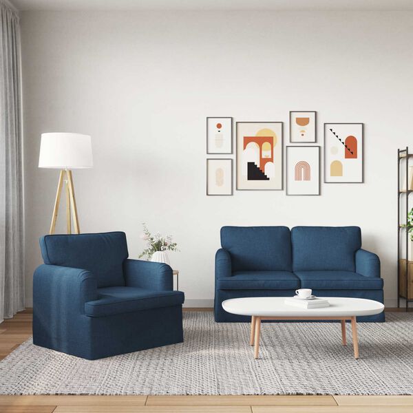 vidaXL Sofa 2 pcs Blau 144 x 80 x 85 cm Stoff