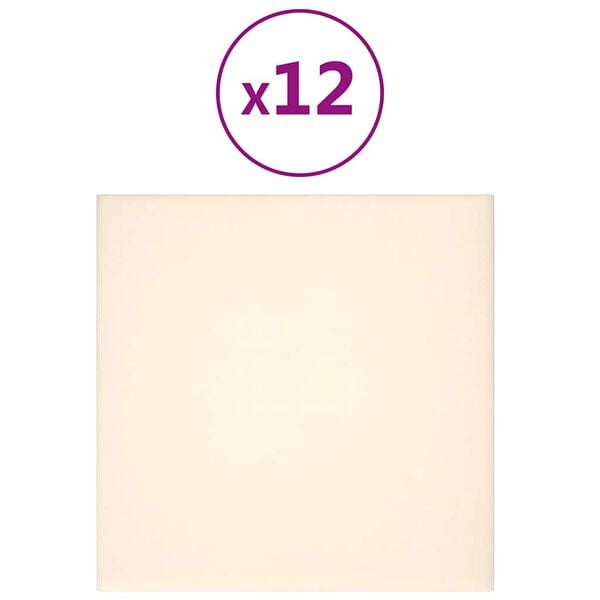 vidaXL Wandpaneele 12 Stk. Creme 30x30 cm Samt 1,08 m&sup2;