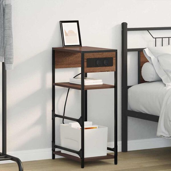 vidaXL Nachttisch Braun Eichen-Optik 40 x 27 x 76 cm Holzwerkstoff