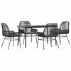 vidaXL 5-tlg. Garten-Essgruppe mit Kissen Schwarz Poly Rattan Glas