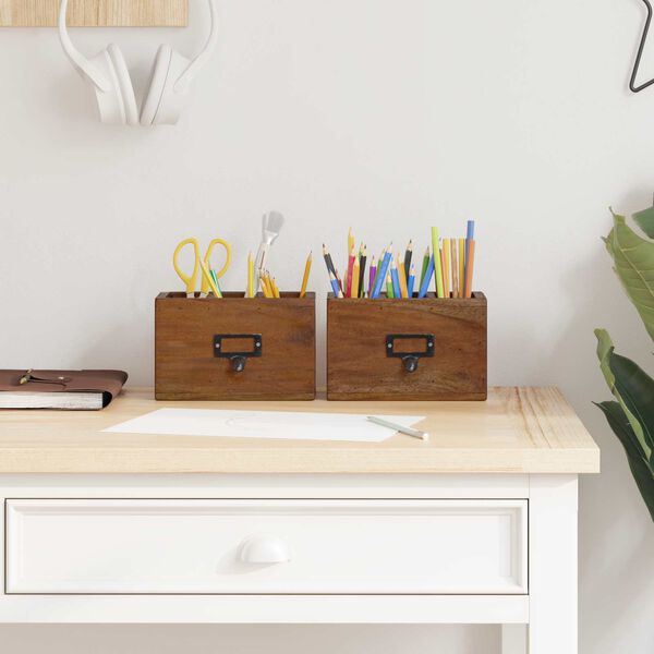 vidaXL Bleistiftetui Mehrfarbig 18 x 10 x 12 cm Massives Mahagoni Holz