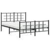 vidaXL Bettgestell mit Kopf- und Fu&szlig;teil Metall Schwarz 135x190 cm