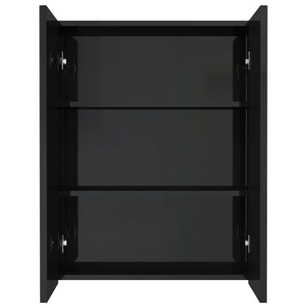 vidaXL Bad-Spiegelschrank 60x15x75 cm MDF Gl&auml;nzendes Schwarz