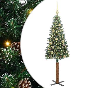 vidaXL Schlanker Weihnachtsbaum mit 150 LEDs mit St&auml;nder Gr&uuml;n 150 cm