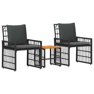 vidaXL Gartenm&ouml;bel Set 3 pcs Schwarz und Dunkelgrau