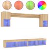 vidaXL 6-tlg. Wohnwand mit LED-Beleuchtung Sonoma-Eiche Holzwerkstoff