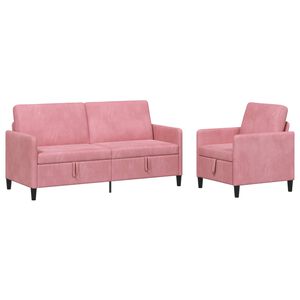 vidaXL Sofa Set mit Stauraum 2 stk. Rosa Polyester