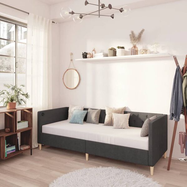 vidaXL Tagesbett mit Matratze USB Dunkelgrau Stoff 90x200 cm