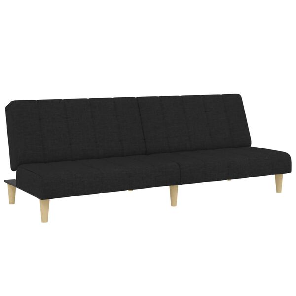 vidaXL Schlafsofa 2-Sitzer mit Fu&szlig;hocker Schwarz Stoff