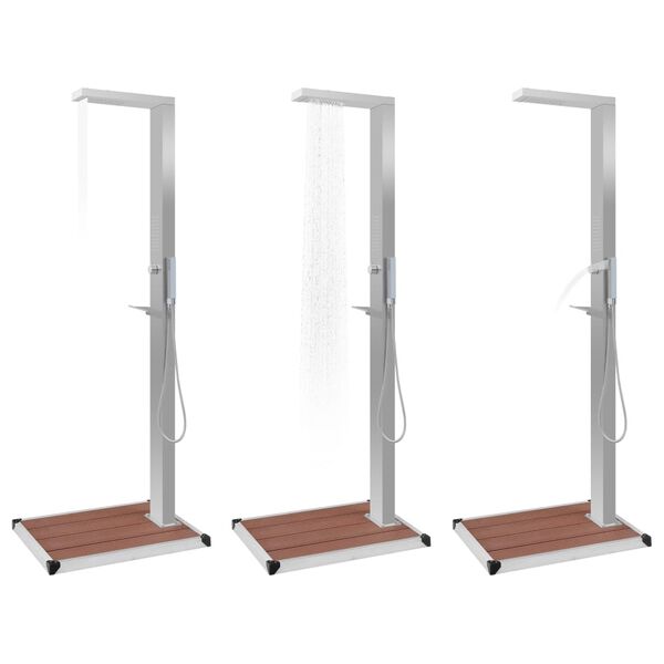 vidaXL Gartendusche mit Bodenelement WPC Edelstahl