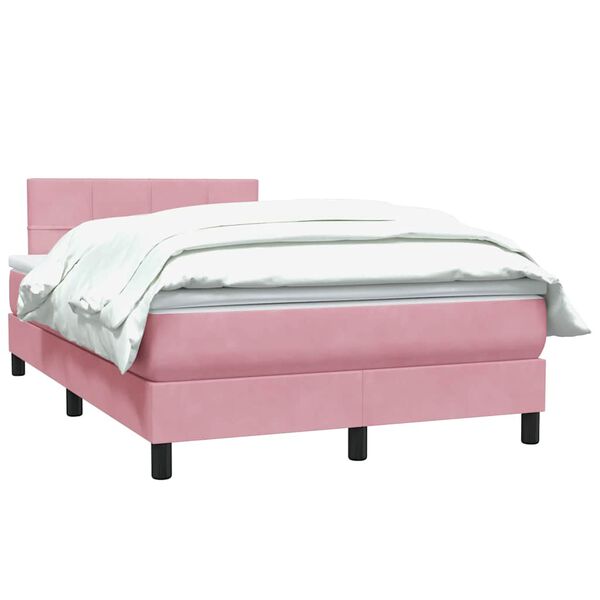 vidaXL Boxspringbett mit Matratze Rosa 120x220 cm Samt