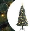 vidaXL K&uuml;nstlicher vorbeleuchteter Weihnachtsbaum mit Ballsatz 210 cm