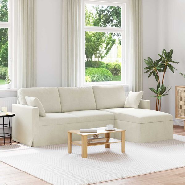 vidaXL Sofa Creme Gesamtabmessungen: 228 x 134 x 80 cm (B x T x H)