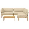 vidaXL Sofa Set mit Kissen Uni 4 pcs Beige Massivholz Akazie
