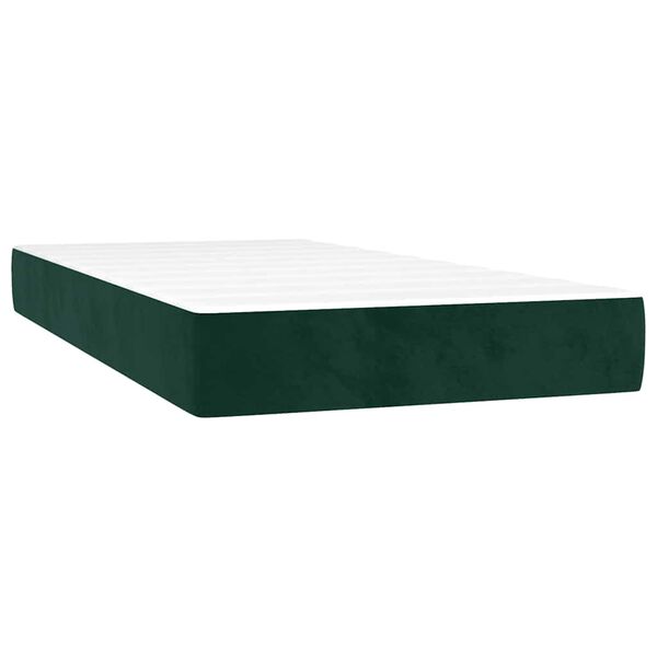 vidaXL Boxspringbett mit Matratze Dunkelgrün 100x200 cm Samt