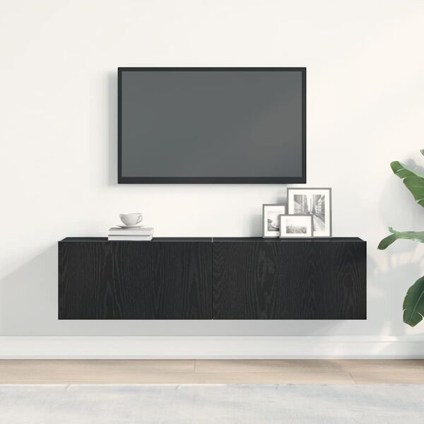 vidaXL TV-Schrank Schwarz Eichen-Optik 120x30x30,5 cm Holzwerkstoff