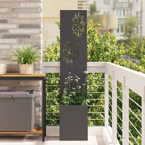 vidaXL Garten Sichtschutz-Leinwand Floral Schwarz 32 x 140 cm