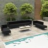 vidaXL 10-tlg. Garten-Lounge-Set mit Auflagen Poly Rattan Schwarz